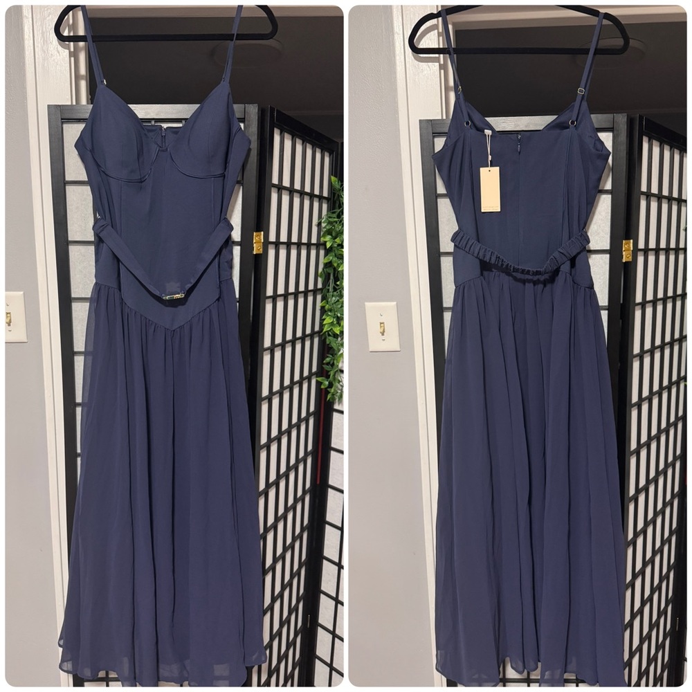 Anthropologie Hutch Ruby Sleeveless Bustier Belted Drop-Waist Maxi Dress size 12 - Picture 4 of 6